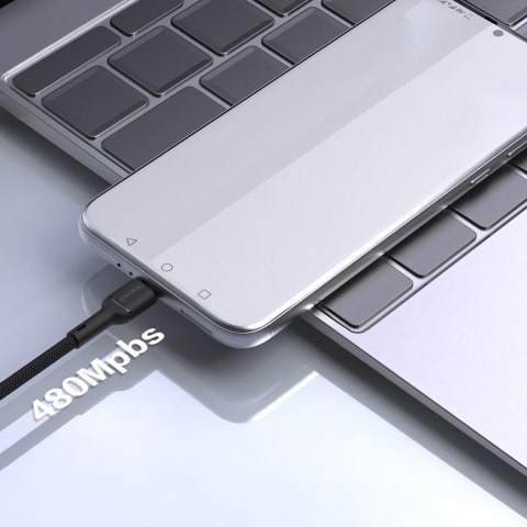 Kabel przewód USB-A - USB-C 5A 1m - czarny Kabel przewód USB-A - USB-C 5A 1m - czarny