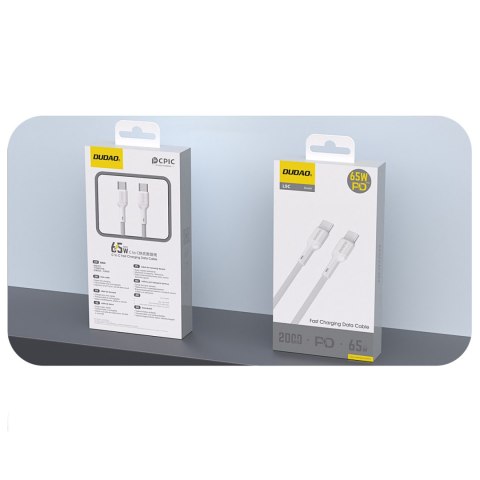 Kabel przewód USB-C 65W 2m - biały Kabel przewód USB-C 65W 2m - biały