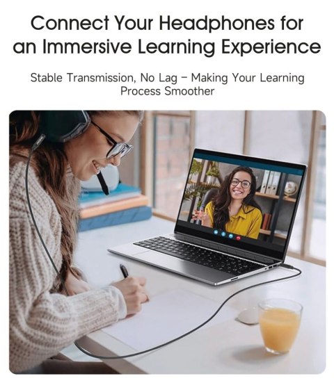 Kabel przewód stereo AUX mini jack 3.5mm 1m - czarny Kabel przewód stereo AUX mini jack 3.5mm 1m - czarny