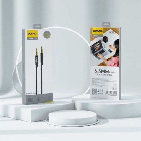 Kabel przewód stereo AUX mini jack 3.5mm 1m - czarny Kabel przewód stereo AUX mini jack 3.5mm 1m - czarny