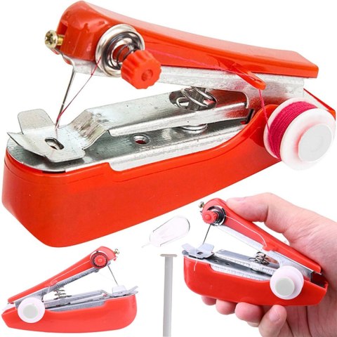 Mini maszyna do szycia ręczna przenośna bez zasilania - czerwona
