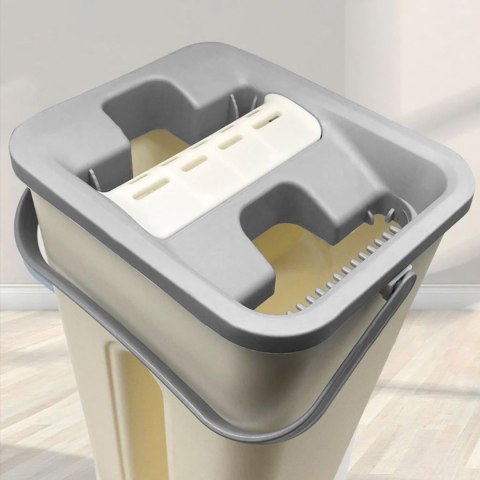 Mop płaski z wiadrem dwukomorowym wyciskaczem 2 wkłady 2x 4.5 l
