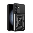 Pancerne etui na Samsung Galaxy A56 z podstawką osłoną aparatu Hybrid Armor Camshield - czarne