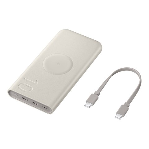 Powerbank indukcyjny Samsung 10000mAh 2x USB-C 25W SFC - beżowy Powerbank indukcyjny Samsung 10000mAh 2x USB-C 25W SFC - beżowy