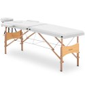 Stół łóżko do masażu składane szerokie z drewnianym stelażem VANNES WHITE - białe Stół łóżko do masażu składane szerokie z drewnianym stelażem VANNES WHITE - białe