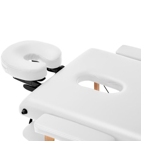 Stół łóżko do masażu składane szerokie z drewnianym stelażem VANNES WHITE - białe Stół łóżko do masażu składane szerokie z drewnianym stelażem VANNES WHITE - białe