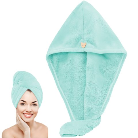 Turban ręcznik do suszenia włosów z mikrofibry chłonny - miętowy