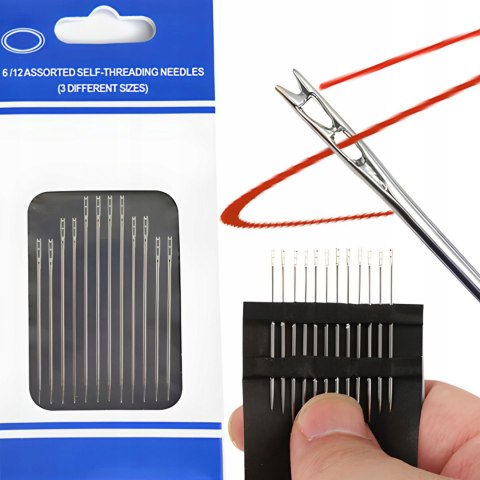 Zestaw igieł do szycia samonawlekajacych - 12 szt. Zestaw igieł do szycia samonawlekajacych - 12 szt.