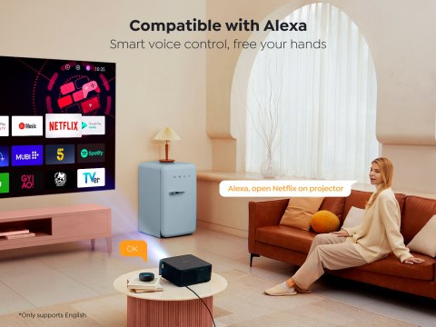 Projektor multimedialny FullHD 1080p LCD z głośnikami JBL WiFi BT K2s - czarny