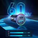 Mini ładowarka samochodowa 60W USB-A QC3.0 USB-C PD czarna