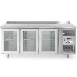 Stół chłodniczy 3-drzwiowy przeszklony z blatem roboczym 180cm - Hendi 233436