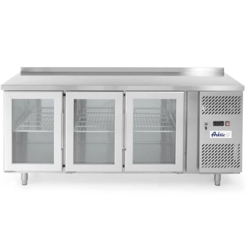 Stół chłodniczy 3-drzwiowy przeszklony z blatem roboczym 180cm - Hendi 233436