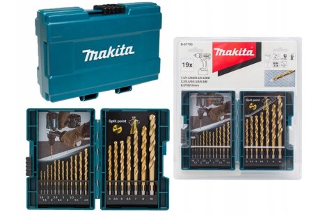 ZESTAW WIERTEŁ DO METALU POWŁOKA TYTAN 19 EL. MAKITA