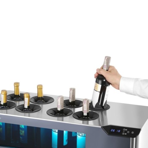 Chłodziarka do wina dwustrefowa nastawna na 8 butelek LED 60 W