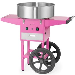 Maszyna urządzenie do waty cukrowej z wózkiem na kółkach bez pokrywy 1130 W - różowa