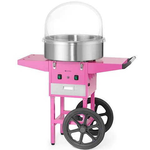 Maszyna urządzenie do waty cukrowej z wózkiem na kółkach bez pokrywy 1130 W - różowa