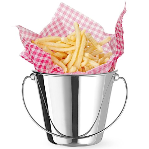 Mini wiaderko z uchwytem do serwowania przekąsek stalowe śr. 130x110 mm