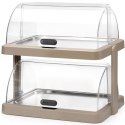 Witrynka chłodząca podwójna bufetowa z pokrywą roll-top Duo UNIQ - beżowa