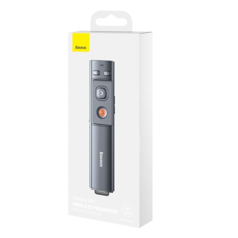 Wskaźnik laserowy z pilotem do prezentacji do 100m WiFi 2.4GHz USB-A/C - szary