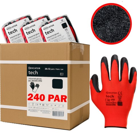 Rękawice Robocze MERCATOR Tech Red+Black Latex - 240 Par (7 - S)