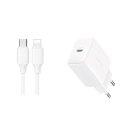 Ładowarka sieciowa USB-C PD QC 20W + kabel do iPhone Lightning 1m - biała