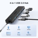 HUB adapter rozdzielacz portów 4x USB-A 3.0 + kabel USB-A 3.0 czarny