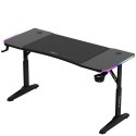 Biurko gamingowe dla graczy LED RGB HERO 3.6 regulacja wysokości 140x60cm - czarny