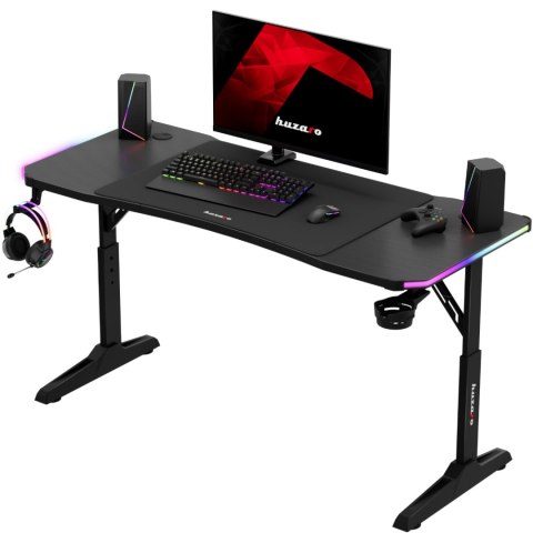 Biurko gamingowe dla graczy LED RGB HERO 3.6 regulacja wysokości 140x60cm - czarny