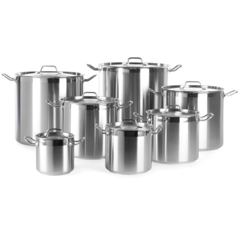 Garnek wysoki Profi Line z pokrywką dno Sandwich 70 l śr. 450 x 450 mm - Hendi 832929