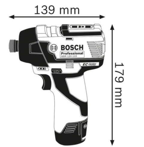 KLUCZ UDAROWY AKUMULATOROWY 1/4'' GDR 12V-110 2*3.0AH BOSCH
