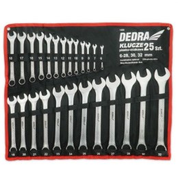 KOMPLET KLUCZY PŁASKO-OCZKOWYCH 25-SZTUK 6-32MM DEDRA