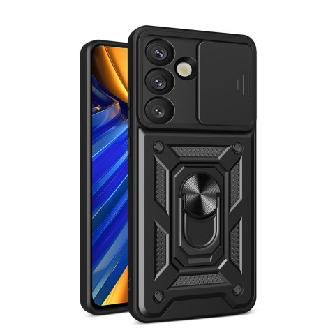 Pancerne etui z podstawką osłoną aparatu na Samsung Galaxy M16 5G / F16 5G Hybrid Armor Camshield - czarne