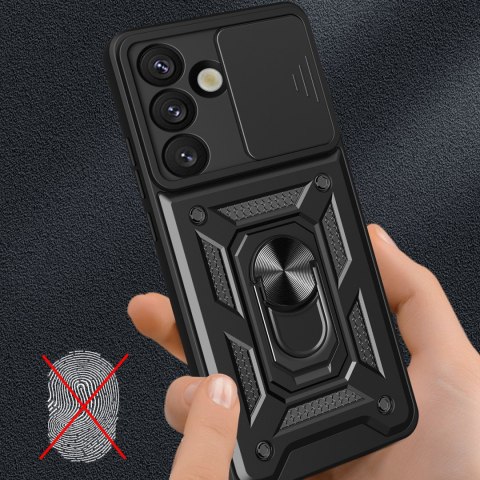 Pancerne etui z podstawką osłoną aparatu na Samsung Galaxy M16 5G / F16 5G Hybrid Armor Camshield - czarne