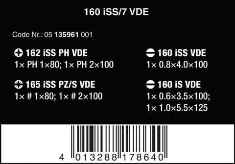 ZESTAW 7 WKRĘTAKÓW VDE 1000V PŁASKICH/PH/PZ WERA