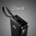 Powerbank 10000mAh USB-A USB-C z wyświetlaczem wbudowanym kablem USB-C 20W - czarny