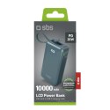 Powerbank 10000mAh USB-A USB-C z wyświetlaczem wbudowanym kablem USB-C 20W - szary