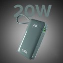 Powerbank 10000mAh USB-A USB-C z wyświetlaczem wbudowanym kablem USB-C 20W - szary