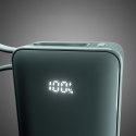 Powerbank 10000mAh USB-A USB-C z wyświetlaczem wbudowanym kablem USB-C 20W - szary