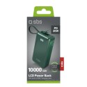 Powerbank 10000mAh USB-A USB-C z wyświetlaczem wbudowanym kablem USB-C 20W - zielony