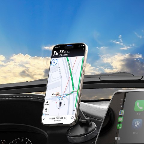 Uchwyt samochodowy magnetyczny na deskę rozdzielczą szybę - czarny