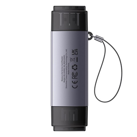 Czytnik kart pamięci SD TF USB-A USB-C - szary