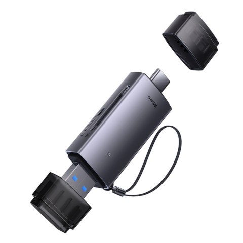 Czytnik kart pamięci SD TF USB-A USB-C - szary