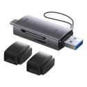 Czytnik kart pamięci SD TF USB-A USB-C - szary