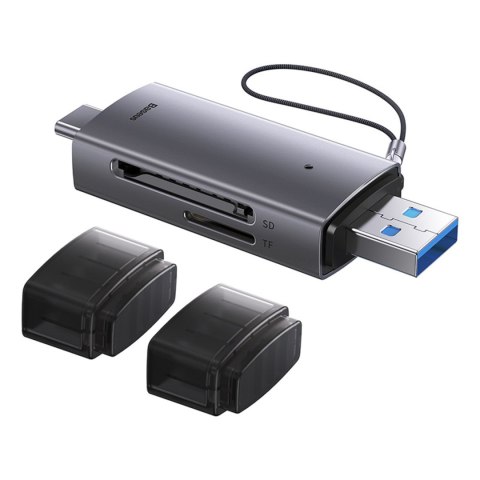 Czytnik kart pamięci SD TF USB-A USB-C - szary
