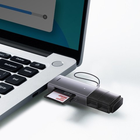 Czytnik kart pamięci SD TF USB-A USB-C - szary