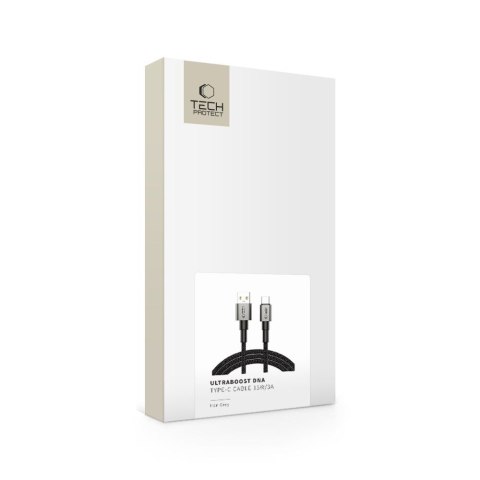 Kabel przewód UltraBoost DNA USB-A - USB-C 15W 3A 200 cm - szary