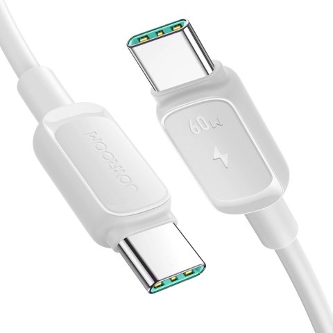 Kabel przewód do ładowania transmisji danych USB-C 60W 1.2m - biały