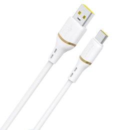 Kabel przewód silikonowy USB-A - USB-C 5A 1m - biały