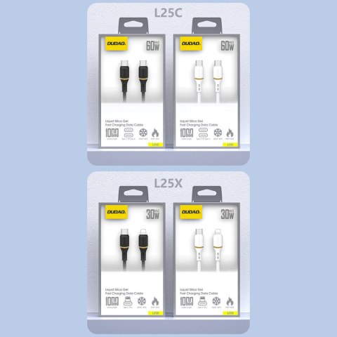 Kabel przewód silikonowy USB-C 60W 1m - biały