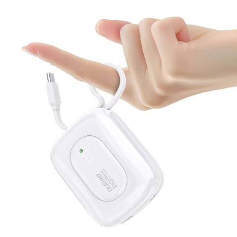 Powerbank K32 10000 mAh z wbudowanym kablem USB-C iPhone Lightning 22.5W - biały